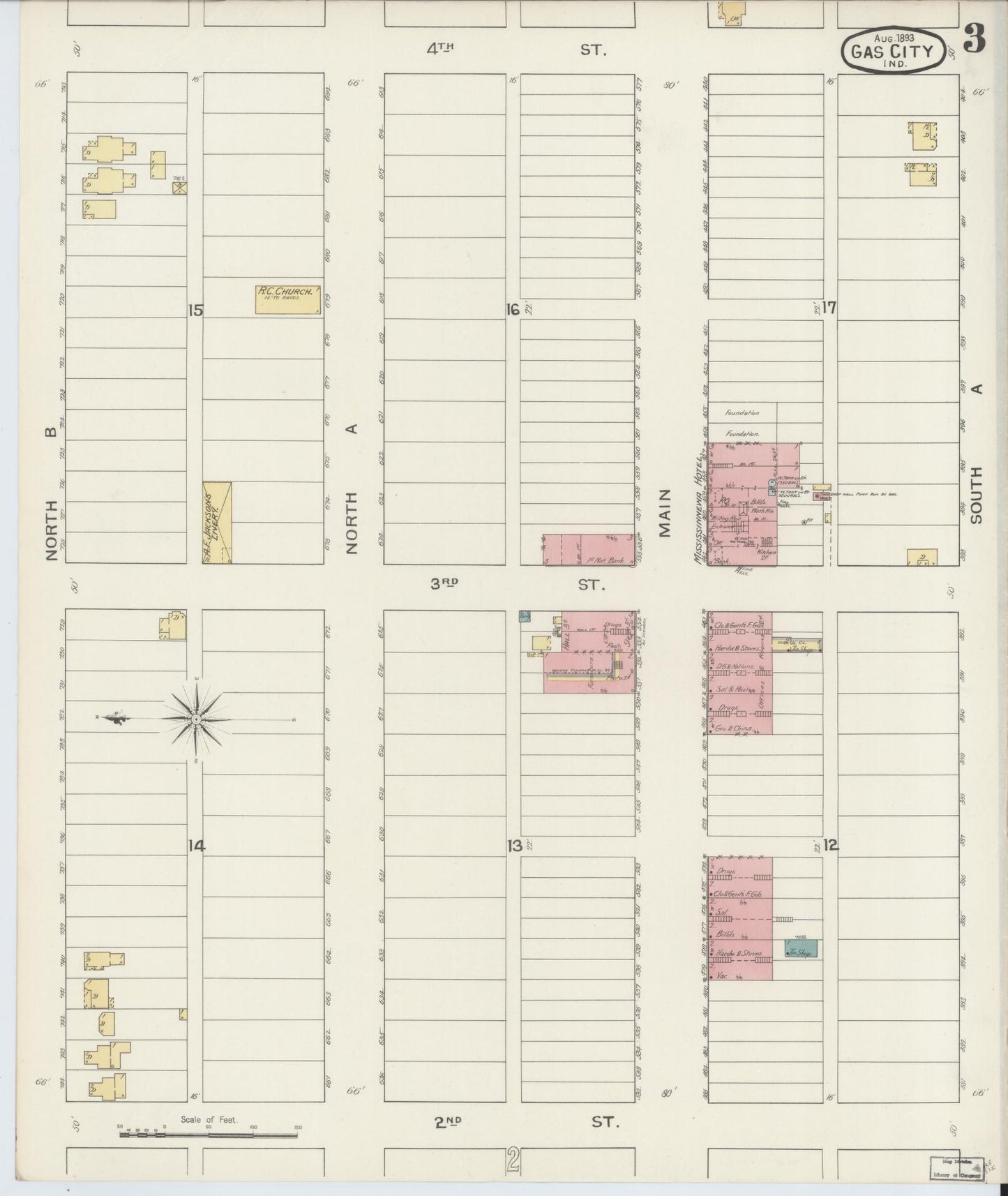 Sanborn Fire Insurance Map from Gas City, Grant County, Indiana (1893), Sheet #0003 - Complete Map Set gallery image, historic Sanborn map, vintage wall art, Indiana Indiana