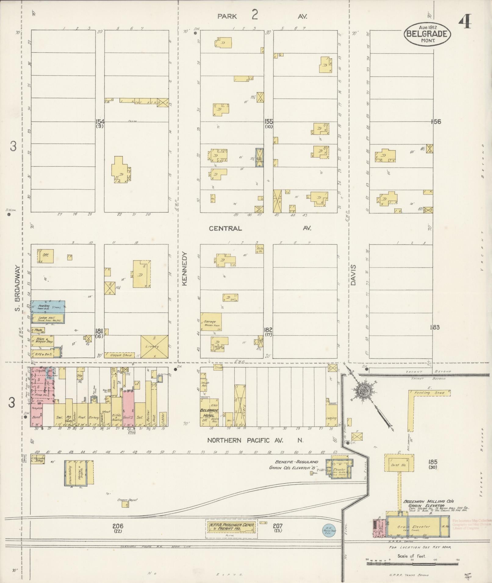 Sanborn Fire Insurance Map from Belgrade, Gallatin County, Montana (1912), Sheet #0004 - Complete Map Set gallery image, historic Sanborn map, vintage wall art, Montana Montana