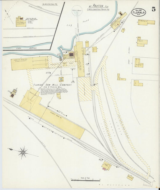Sanborn Fire Insurance Map from Florala, Covington County, Alabama (1907), Sheet #0005 - Historic Sanborn Fire Insurance Map Print, vintage old map wall art, antique decor, genealogy gift, Alabama Alabama map