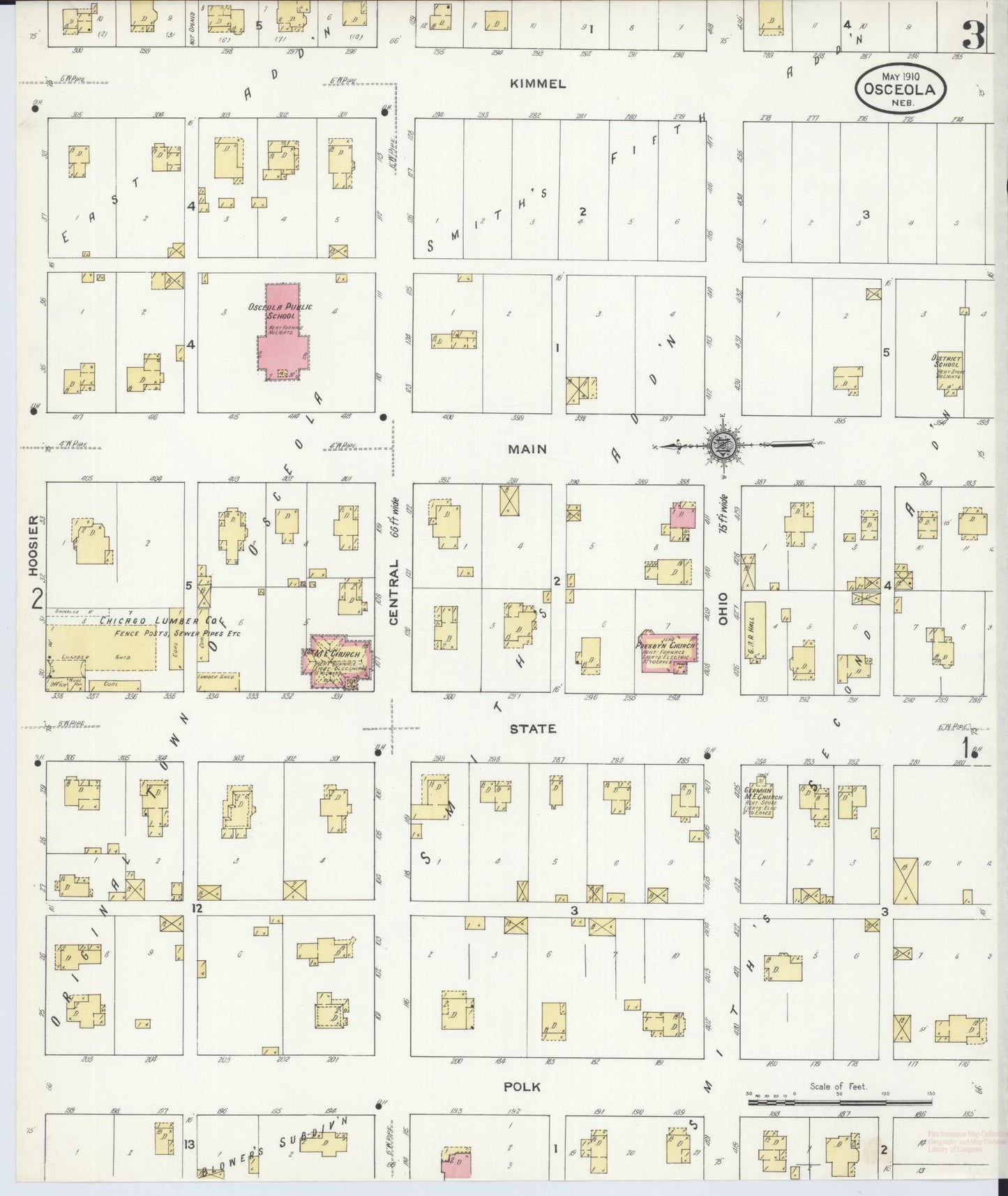 Sanborn Fire Insurance Map from Osceola, Polk County, Nebraska (1910), Sheet #0003 - Historic Sanborn Fire Insurance Map Print, vintage old map wall art, antique decor, genealogy gift, Nebraska Nebraska map