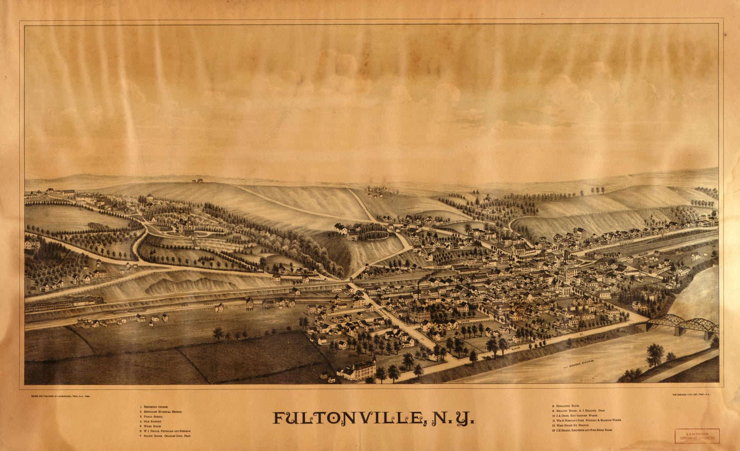 Fultonville, N.Y. (1889) – Historic Bird’s-Eye View Panorama Print