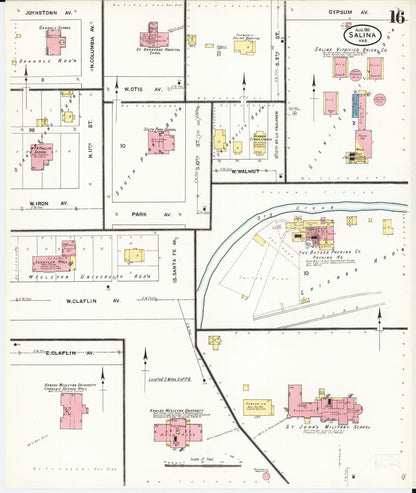Sanborn Fire Insurance Map from Salina, Saline County, Kansas (1911), Sheet #0016 - Complete Map Set gallery image, historic Sanborn map, vintage wall art, Kansas Kansas