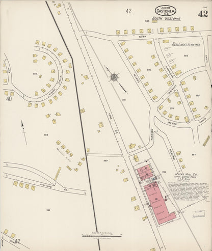 Sanborn Fire Insurance Map from Gastonia, Gaston County, North Carolina (1922), Sheet #0042 - Historic Sanborn Fire Insurance Map Print, vintage old map wall art, antique decor, genealogy gift, North Carolina North Carolina map