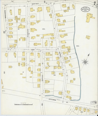 Sanborn Fire Insurance Map from Woburn, Middlesex County, Massachusetts (1904), Sheet #0007 - Complete Map Set gallery image, historic Sanborn map, vintage wall art, Massachusetts Massachusetts