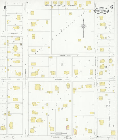 Sanborn Fire Insurance Map from Fayetteville, Washington County, Arkansas (1930), Sheet #0006 - Complete Map Set gallery image, historic Sanborn map, vintage wall art, Arkansas Arkansas