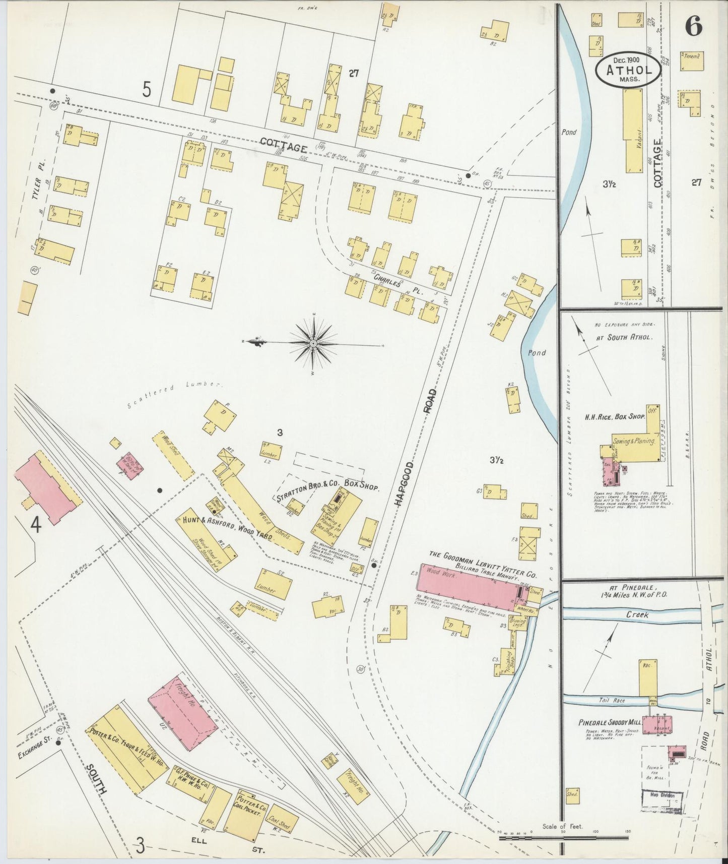 Sanborn Fire Insurance Map from Athol, Worcester County, Massachusetts (1900), Sheet #0006 - Complete Map Set gallery image, historic Sanborn map, vintage wall art, Massachusetts Massachusetts