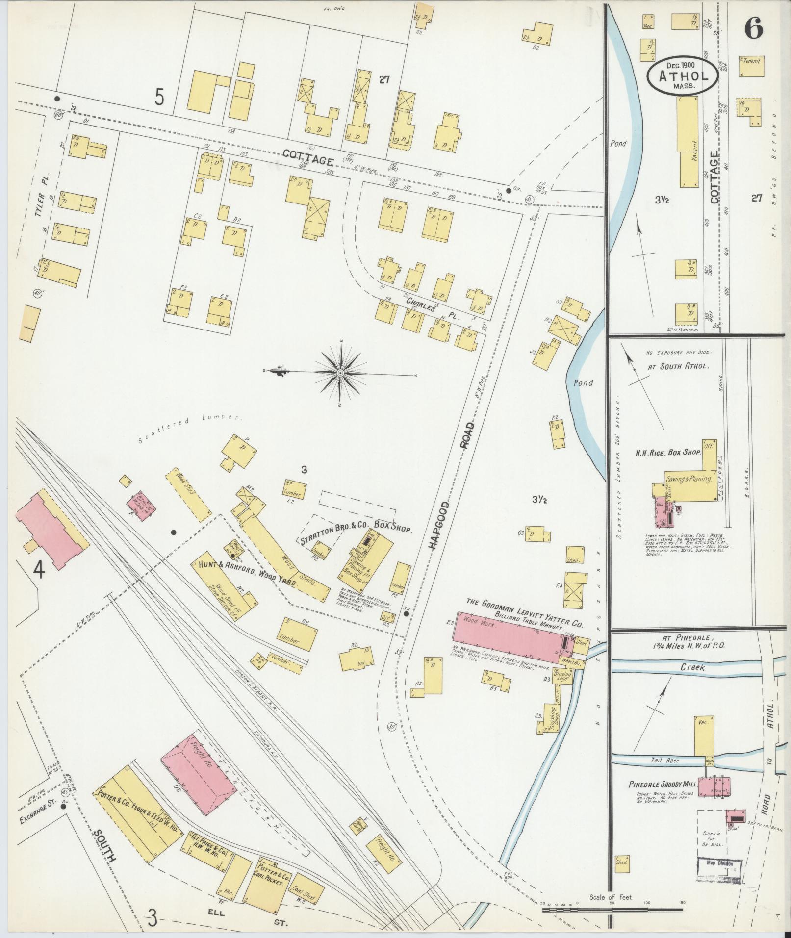 Sanborn Fire Insurance Map from Athol, Worcester County, Massachusetts (1900), Sheet #0006 - Complete Map Set gallery image, historic Sanborn map, vintage wall art, Massachusetts Massachusetts