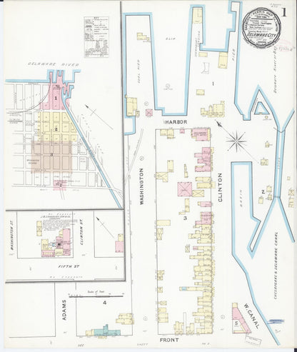 Sanborn Fire Insurance Map from Delaware City, New Castle County, Delaware (1891), Sheet #0001 - Complete Map Set gallery image, historic Sanborn map, vintage wall art, Delaware Delaware
