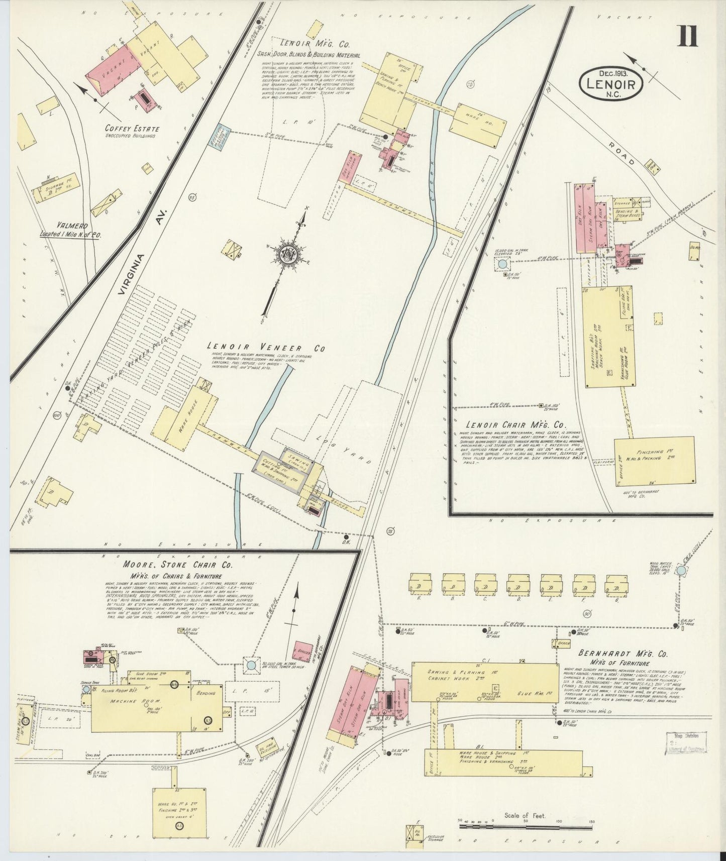 Sanborn Fire Insurance Map from Lenoir, Caldwell County, North Carolina (1913), Sheet #0011 - Complete Map Set gallery image, historic Sanborn map, vintage wall art, North Carolina North Carolina