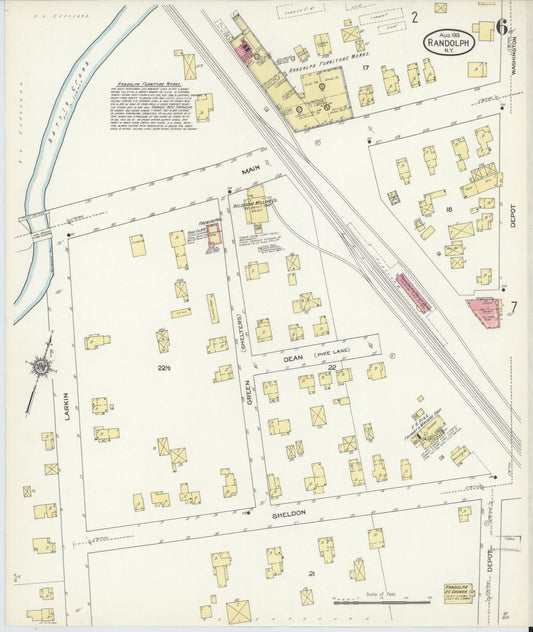 Sanborn Fire Insurance Map from Randolph, Cattaraugus County, New York (1913), Sheet #0006 - Historic Sanborn Fire Insurance Map Print, vintage old map wall art, antique decor, genealogy gift, New York New York map