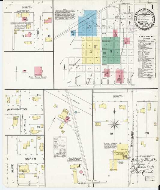 Sanborn Fire Insurance Map from Newton, Jasper County, Iowa (1894), Sheet #0001 - Historic Sanborn Fire Insurance Map Print, vintage old map wall art