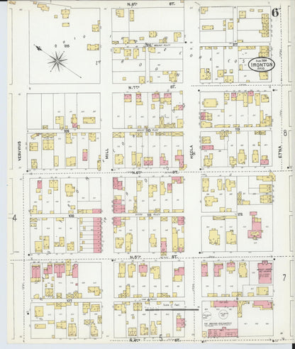 Sanborn Fire Insurance Map from Ironton, Lawrence County, Ohio (1904), Sheet #0006 - Historic Sanborn Fire Insurance Map Print, vintage old map wall art, antique decor, genealogy gift, Ohio Ohio map
