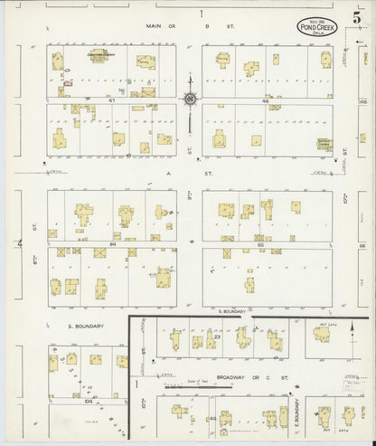 Sanborn Fire Insurance Map from Pond Creek, Grant County, Oklahoma (1916), Sheet #0005 - Complete Map Set gallery image, historic Sanborn map, vintage wall art, Oklahoma Oklahoma