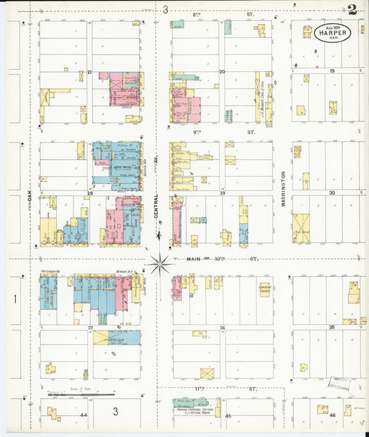 Sanborn Fire Insurance Map from Harper, Harper County, Kansas (1899), Sheet #0002 - Historic Sanborn Fire Insurance Map Print, vintage old map wall art, antique decor, genealogy gift, Kansas Kansas map