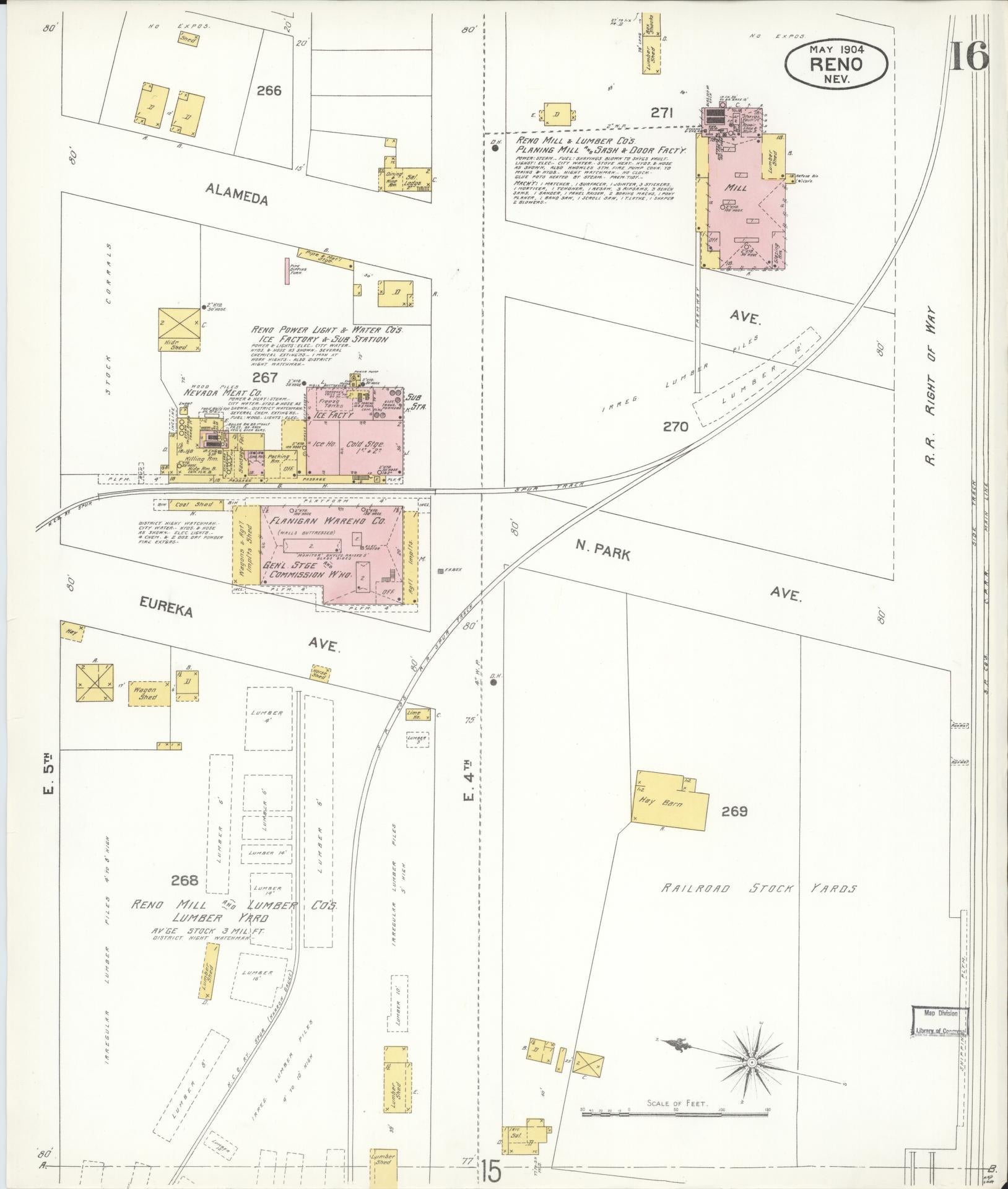 Sanborn Fire Insurance Map from Reno, Washoe County, Nevada (1904), Sheet #0016 - Complete Map Set gallery image, historic Sanborn map, vintage wall art, Nevada Nevada
