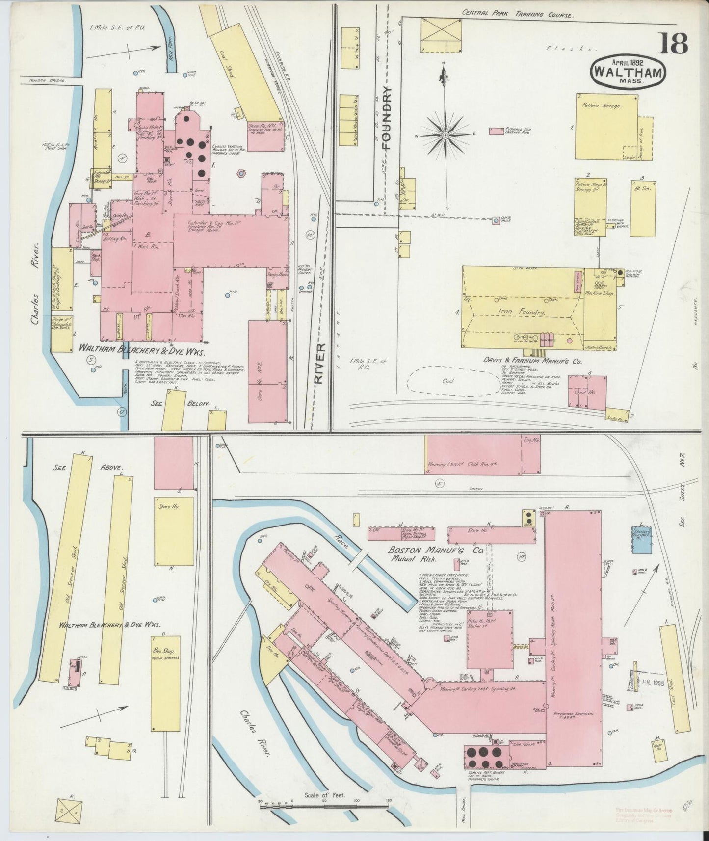 Sanborn Fire Insurance Map from Waltham, Middlesex County, Massachusetts (1892), Sheet #0018 - Complete Map Set gallery image, historic Sanborn map, vintage wall art, Massachusetts Massachusetts