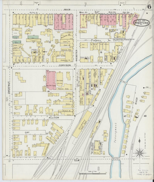 Sanborn Fire Insurance Map from Bradford, McKean County, Pennsylvania (1895), Sheet #0006 - Historic Sanborn Fire Insurance Map Print, vintage old map wall art, antique decor, genealogy gift, Pennsylvania Pennsylvania map