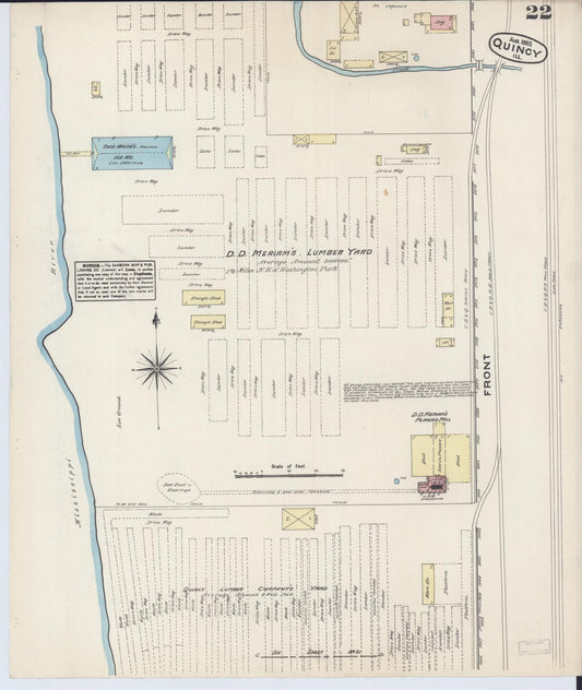 Sanborn Fire Insurance Map from Quincy, Adams County, Illinois (1883), Sheet #0022 - Historic Sanborn Fire Insurance Map Print, vintage old map wall art, antique decor, genealogy gift, Illinois Illinois map