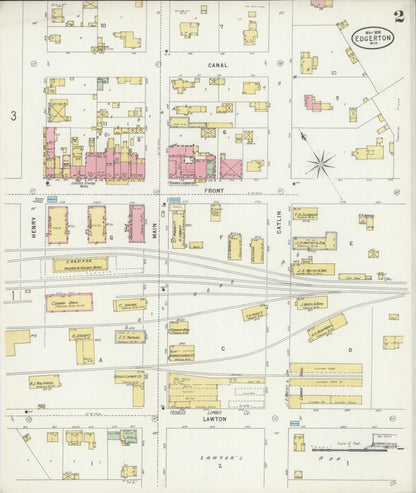 Sanborn Fire Insurance Map from Edgerton, Rock County, Wisconsin (1898), Sheet #0002 - Historic Sanborn Fire Insurance Map Print, vintage old map wall art, antique decor, genealogy gift, Wisconsin Wisconsin map