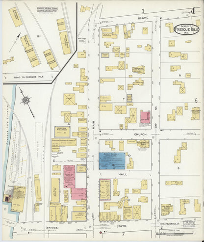 Sanborn Fire Insurance Map from Presque Isle, Aroostook County, Maine (1917), Sheet #0004 - Complete Map Set gallery image, historic Sanborn map, vintage wall art, Maine Maine