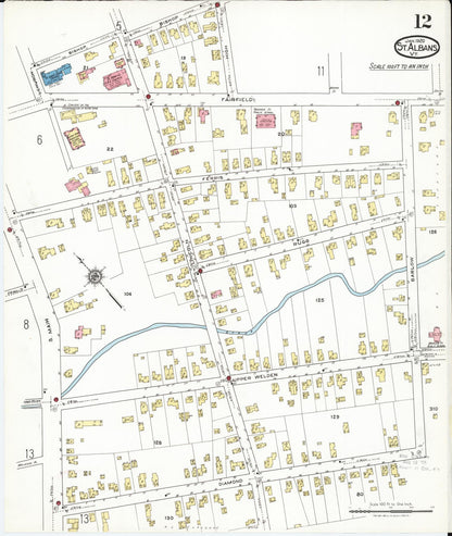 Sanborn Fire Insurance Map from Saint Albans, Franklin County, Vermont (1920), Sheet #0012 - Complete Map Set gallery image, historic Sanborn map, vintage wall art, Vermont Vermont