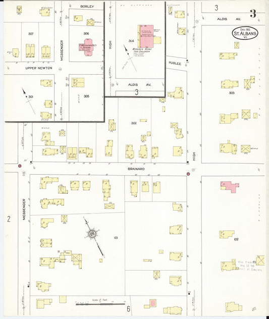 Sanborn Fire Insurance Map from Saint Albans, Franklin County, Vermont (1912), Sheet #0003 - Historic Sanborn Fire Insurance Map Print, vintage old map wall art, antique decor, genealogy gift, Vermont Vermont map