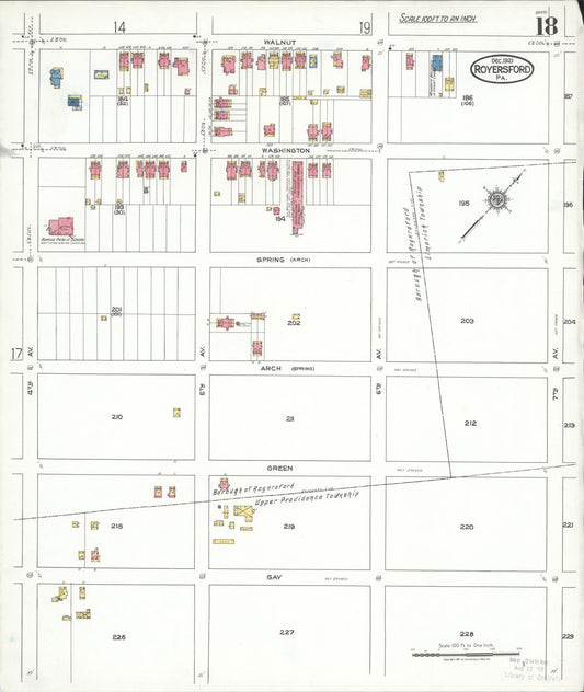 Sanborn Fire Insurance Map from Royersford, Montgomery County, Pennsylvania (1921), Sheet #0018 - Historic Sanborn Fire Insurance Map Print, vintage old map wall art, antique decor, genealogy gift, Pennsylvania Pennsylvania map