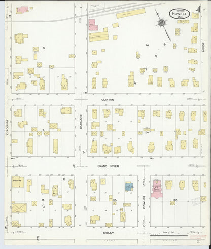 Sanborn Fire Insurance Map from Howell, Livingston County, Michigan (1910), Sheet #0004 - Complete Map Set gallery image, historic Sanborn map, vintage wall art, Michigan Michigan