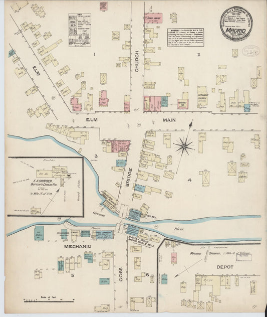 Sanborn Fire Insurance Map from Madrid, St. Lawrence County, New York. (1884) – Historic Sanborn Fire Insurance Map Print