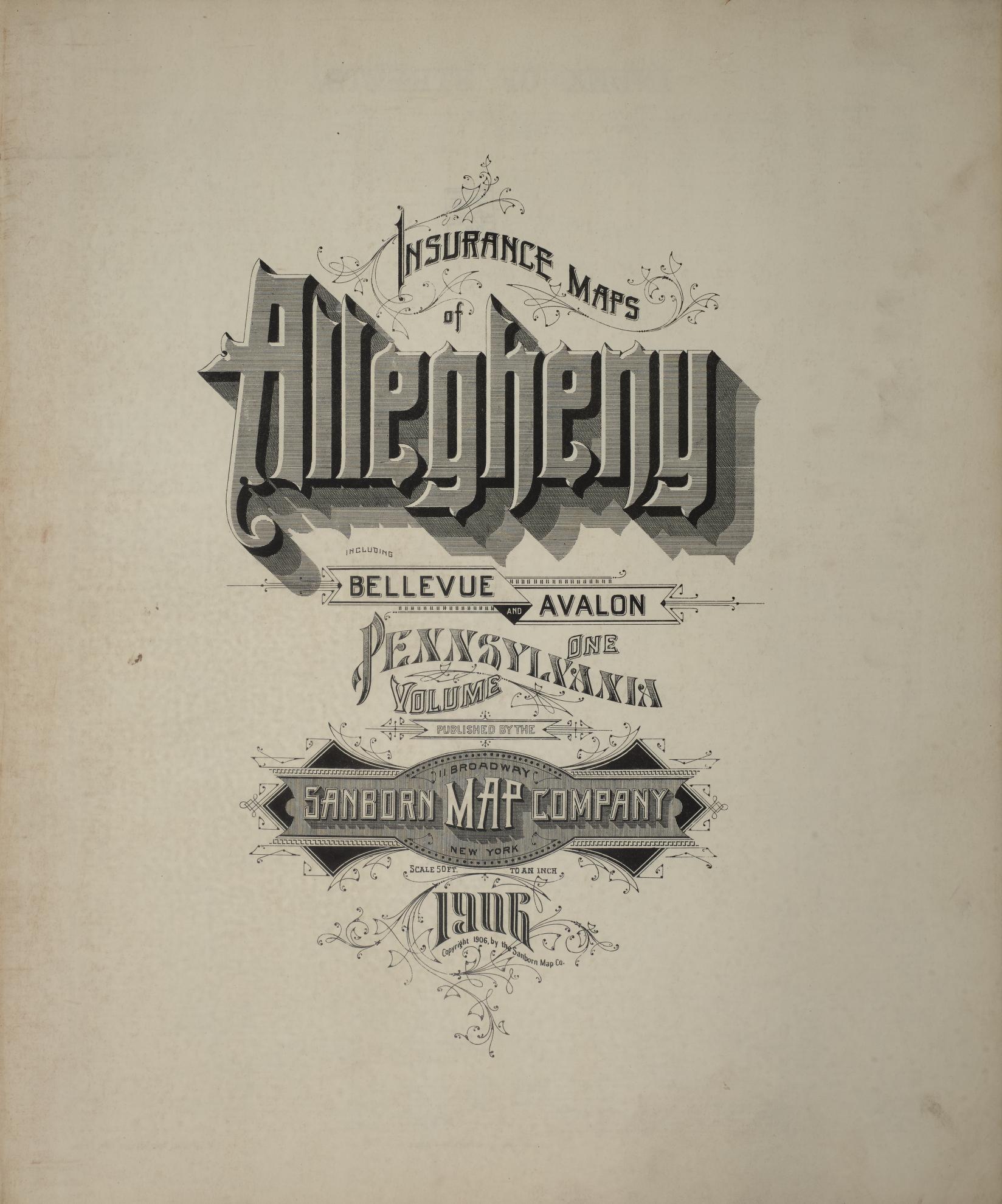 Sanborn Fire Insurance Map from Allegheny, Allegheny County, Pennsylvania (1906), Sheet #0001 - Historic Sanborn Fire Insurance Map Print, vintage old map wall art, antique decor, genealogy gift, Pennsylvania Pennsylvania map