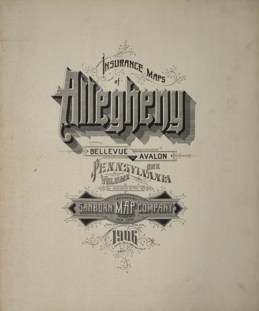 Sanborn Fire Insurance Map from Allegheny, Allegheny County, Pennsylvania (1906), Sheet #0001 - Historic Sanborn Fire Insurance Map Print, vintage old map wall art, antique decor, genealogy gift, Pennsylvania Pennsylvania map