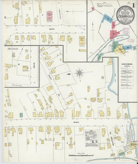 Sanborn Fire Insurance Map from Cedarville, Cumberland County, New Jersey (1905), Sheet #0001 - Complete Map Set gallery image, historic Sanborn map, vintage wall art, New Jersey New Jersey