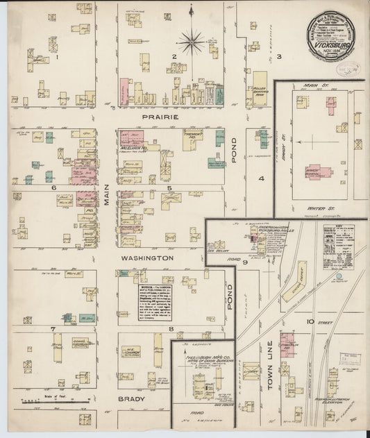 Sanborn Fire Insurance Map from Vicksburg, Kalamazoo County, Michigan (1884), Sheet #0001 - Historic Sanborn Fire Insurance Map Print, vintage old map wall art, antique decor, genealogy gift, Michigan Michigan map