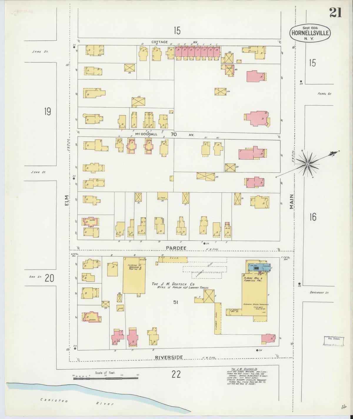 Sanborn Fire Insurance Map from Hornell, Steuben County, New York (1904), Sheet #0021 - Complete Map Set gallery image, historic Sanborn map, vintage wall art, New York New York