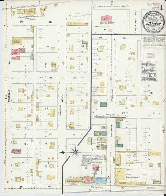 Sanborn Fire Insurance Map from Berthoud, Larimer County, Colorado (1906), Sheet #0001 - Historic Sanborn Fire Insurance Map Print, vintage old map wall art, antique decor, genealogy gift, Colorado Colorado map