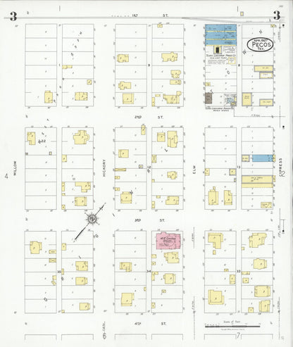Sanborn Fire Insurance Map from Pecos, Reeves County, Texas (1927), Sheet #0003 - Complete Map Set gallery image, historic Sanborn map, vintage wall art, Texas Texas