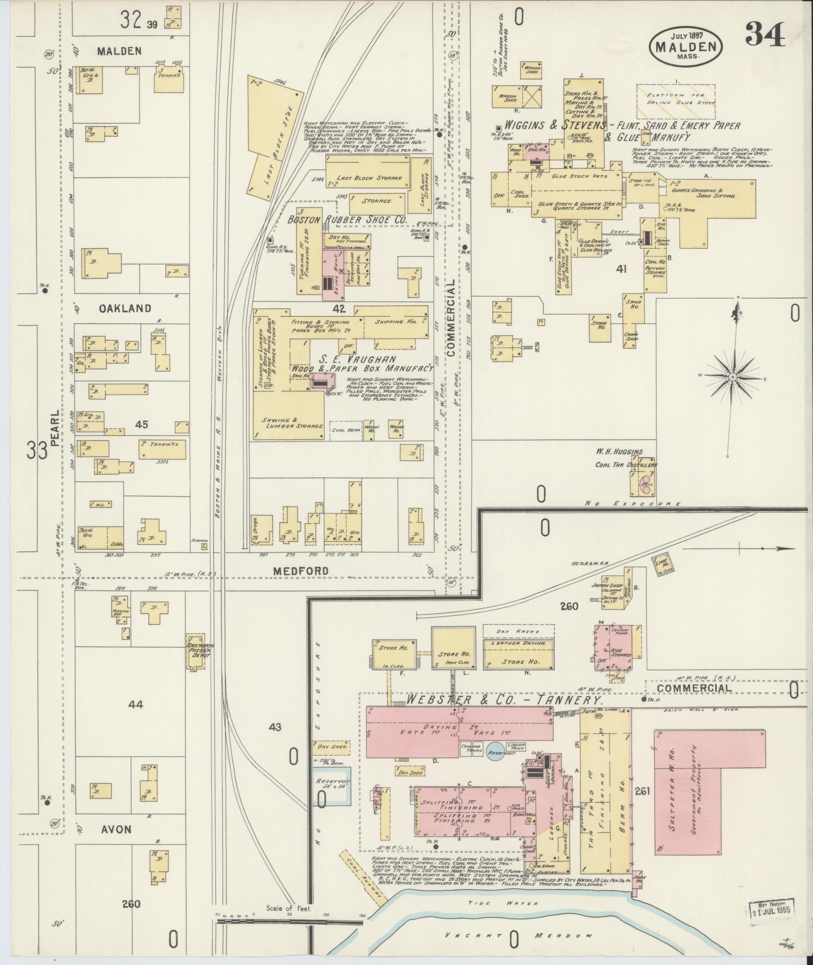 Sanborn Fire Insurance Map from Malden, Middlesex County, Massachusetts (1897), Sheet #0034 - Complete Map Set gallery image, historic Sanborn map, vintage wall art, Massachusetts Massachusetts