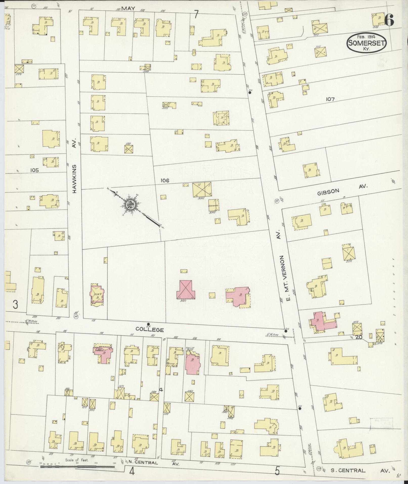 Sanborn Fire Insurance Map from Somerset, Pulaski County, Kentucky (1914), Sheet #0006 - Complete Map Set gallery image, historic Sanborn map, vintage wall art, Kentucky Kentucky