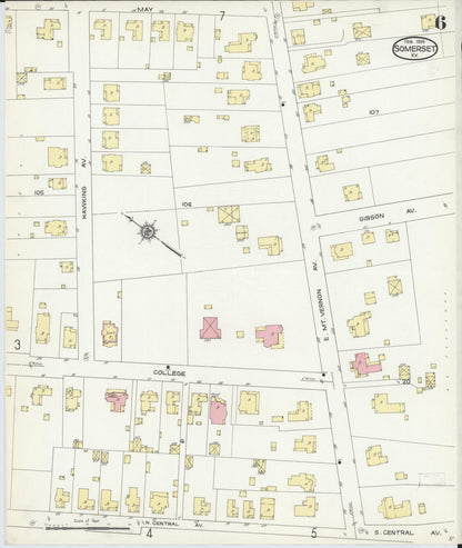 Sanborn Fire Insurance Map from Somerset, Pulaski County, Kentucky (1914), Sheet #0006 - Complete Map Set gallery image, historic Sanborn map, vintage wall art, Kentucky Kentucky