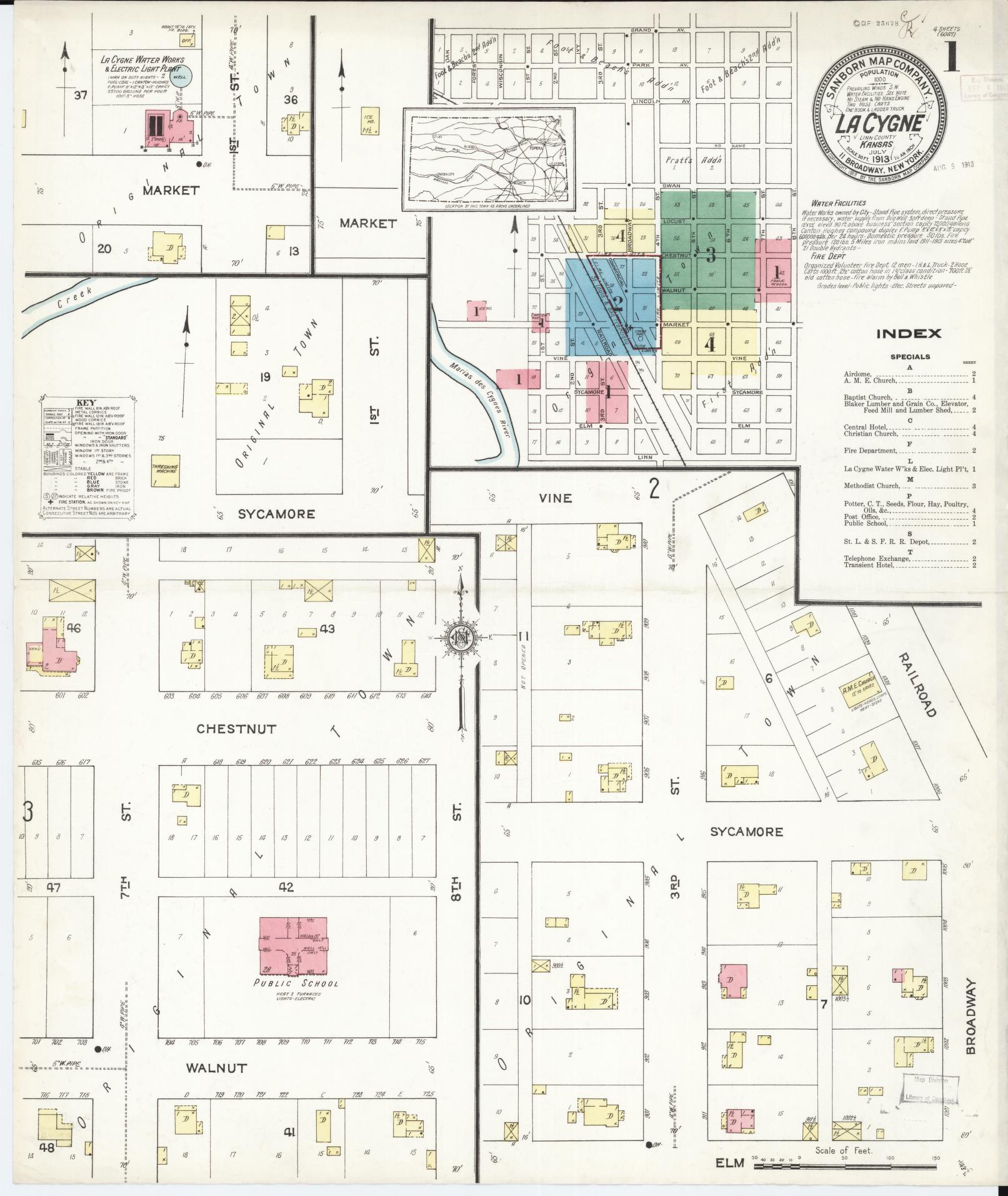 Sanborn Fire Insurance Map from La Cynge, Linn County, Kansas. (1913) – Historic Sanborn Fire Insurance Map Print