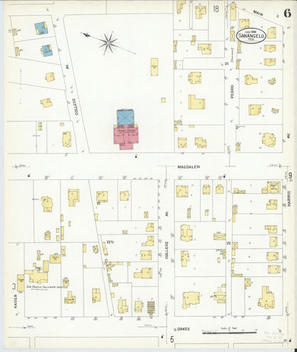 Sanborn Fire Insurance Map from San Angelo, Tom Green County, Texas (1908), Sheet #0006 - Complete Map Set gallery image, historic Sanborn map, vintage wall art, Texas Texas