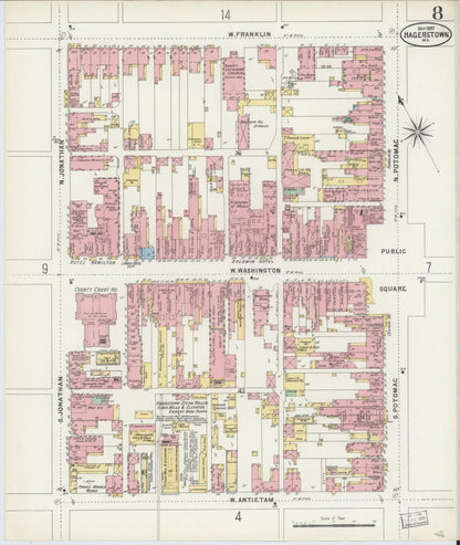 Sanborn Fire Insurance Map from Hagerstown, Washington County, Maryland (1897), Sheet #0008 - Complete Map Set gallery image, historic Sanborn map, vintage wall art, Maryland Maryland