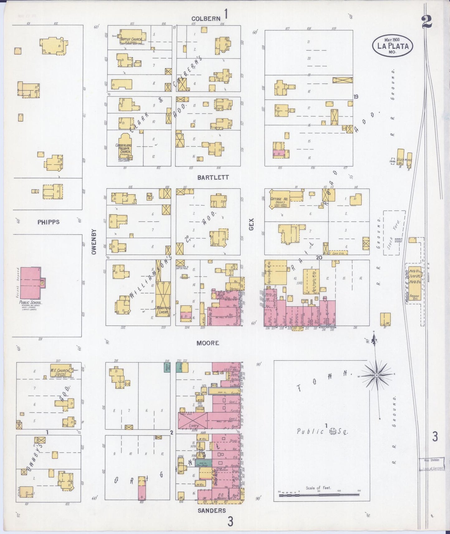 Sanborn Fire Insurance Map from La Plata, Macon County, Missouri (1900), Sheet #0002 - Complete Map Set gallery image, historic Sanborn map, vintage wall art, Missouri Missouri