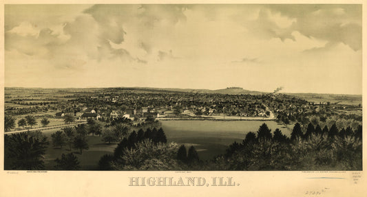 Highland, Ill. (1894) – Historic Bird’s-Eye View Panorama Print