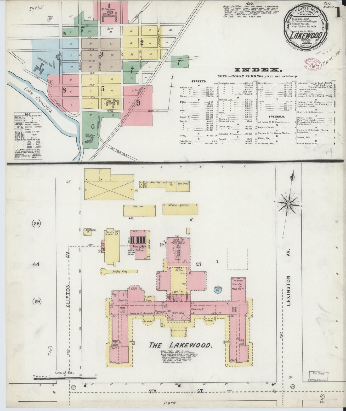 Sanborn Fire Insurance Map from Lakewood, Ocean County, New Jersey. (1895) – Historic Sanborn Fire Insurance Map Print