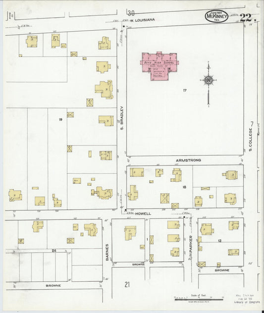 Sanborn Fire Insurance Map from McKinney, Collin County, Texas (1920), Sheet #0022 - Historic Sanborn Fire Insurance Map Print, vintage old map wall art, antique decor, genealogy gift, Texas Texas map
