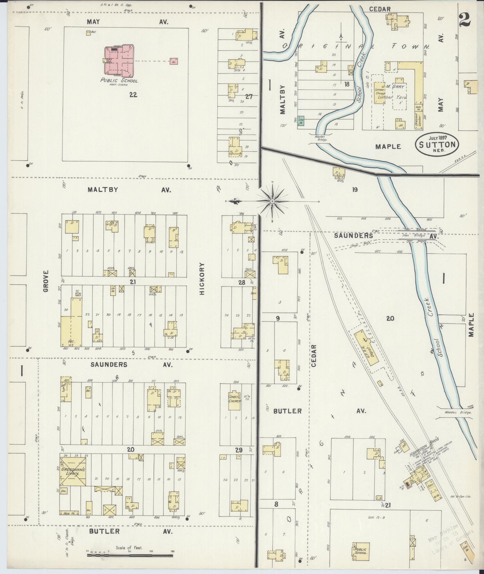 Sanborn Fire Insurance Map from Sutton, Clay County, Nebraska (1897), Sheet #0002 - Historic Sanborn Fire Insurance Map Print, vintage old map wall art, antique decor, genealogy gift, Nebraska Nebraska map