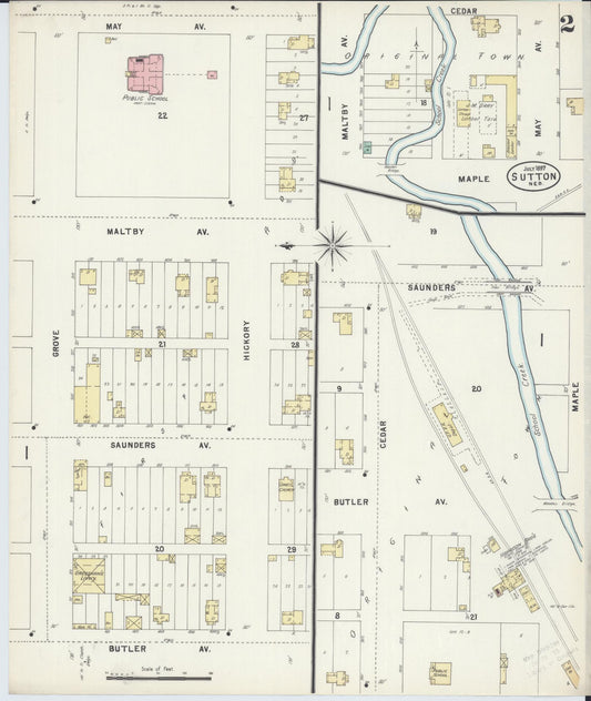 Sanborn Fire Insurance Map from Sutton, Clay County, Nebraska (1897), Sheet #0002 - Historic Sanborn Fire Insurance Map Print, vintage old map wall art, antique decor, genealogy gift, Nebraska Nebraska map