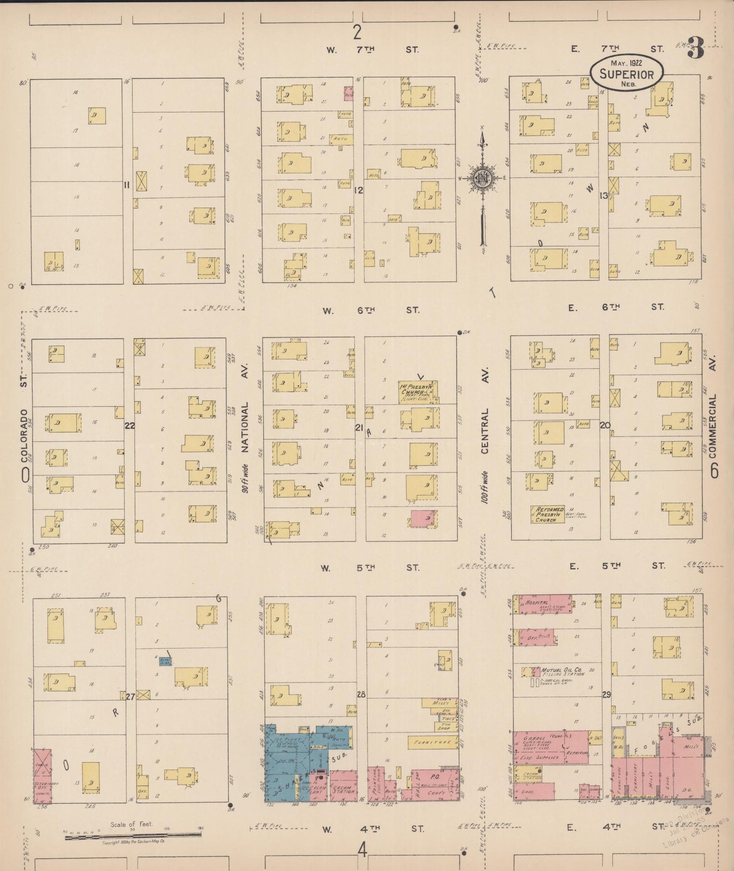 Sanborn Fire Insurance Map from Superior, Nuckolls County, Nebraska (1922), Sheet #0003 - Complete Map Set gallery image, historic Sanborn map, vintage wall art, Nebraska Nebraska