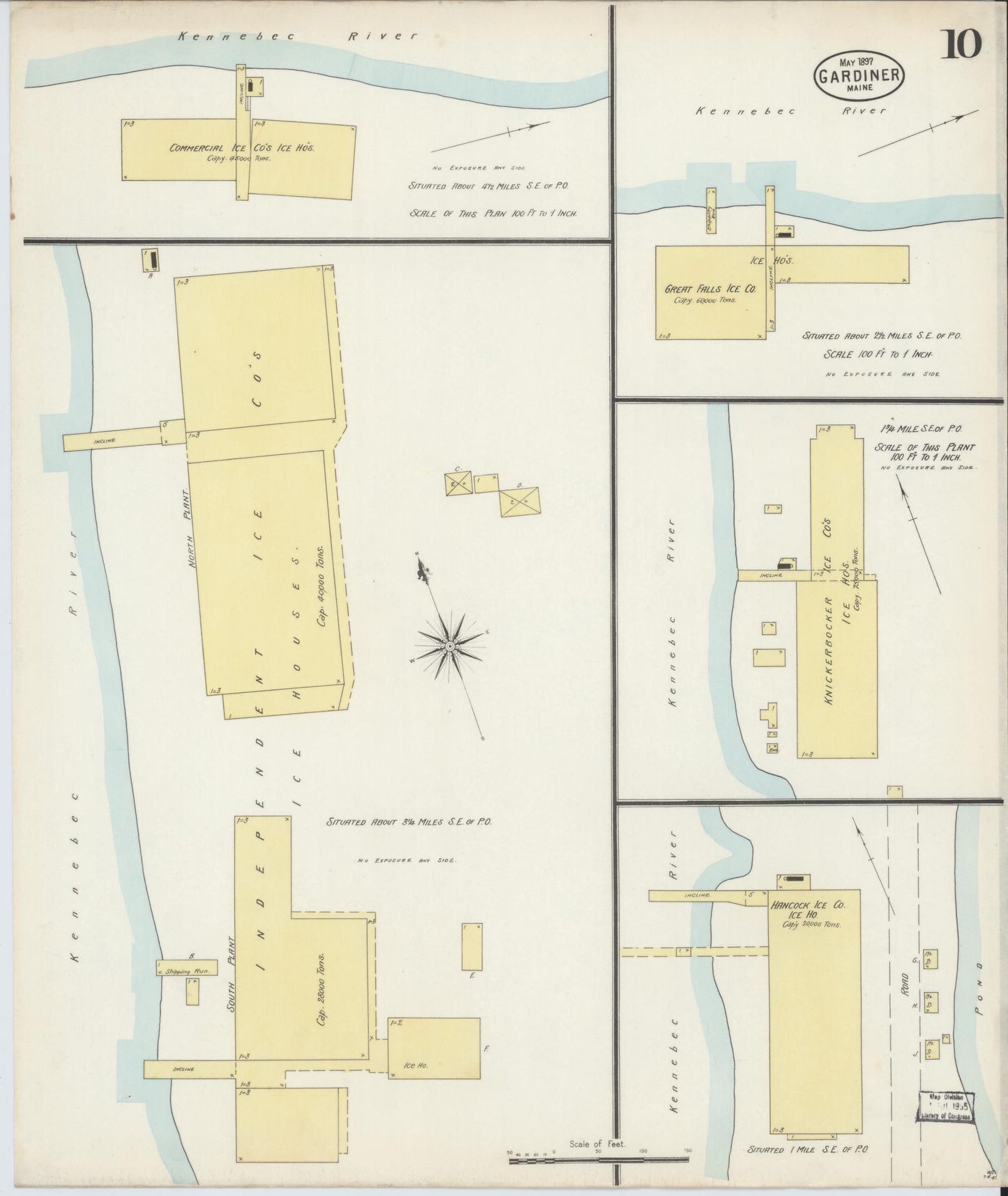 Sanborn Fire Insurance Map from Gardiner, Kennebec County, Maine (1897), Sheet #0010 - Historic Sanborn Fire Insurance Map Print, vintage old map wall art, antique decor, genealogy gift, Maine Maine map